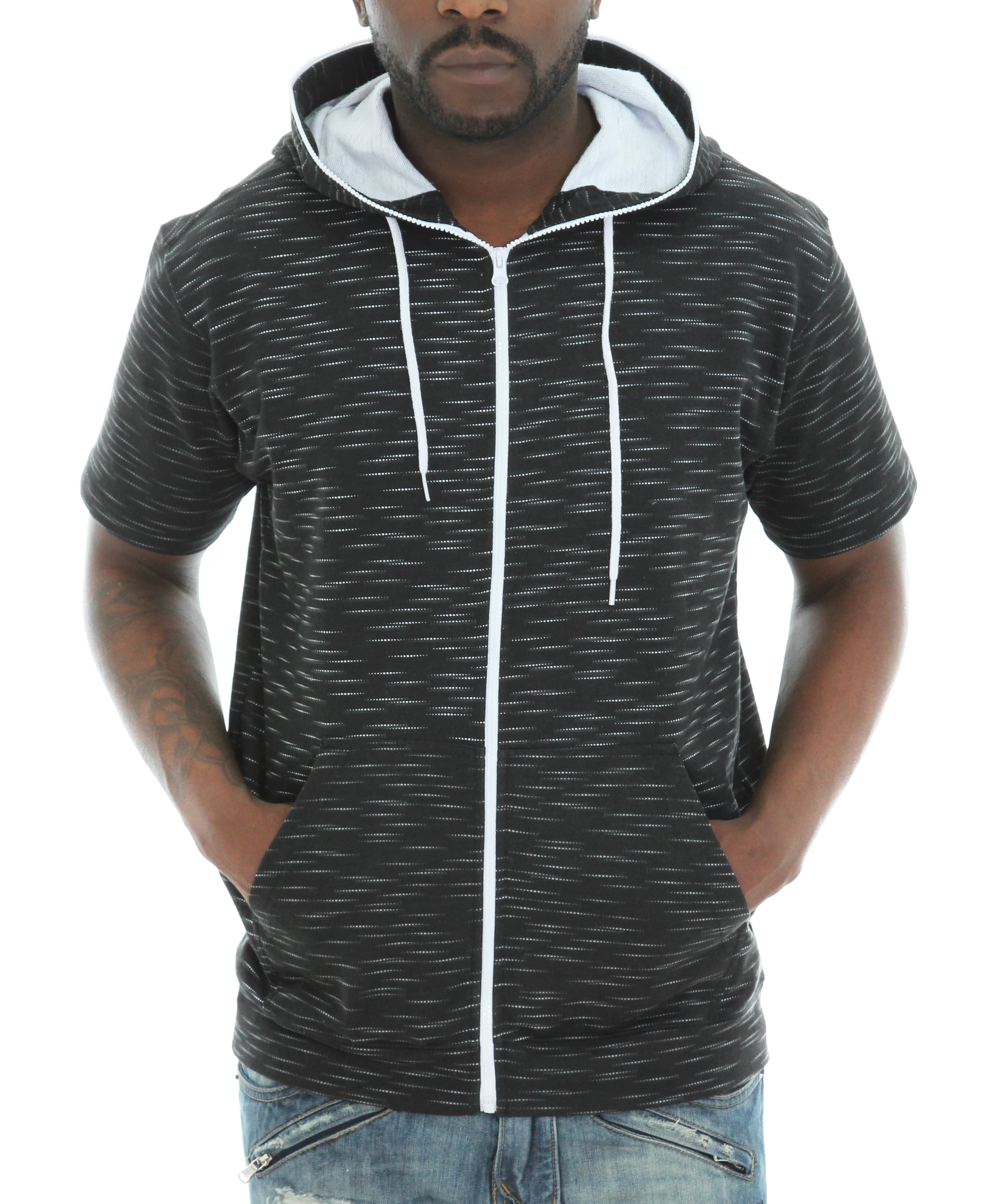 short sleeve zip up hoodie mens