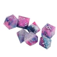 thumbnail image 2 of Juego de dados de 7 Uds., dados poliédricos de colores de resina con remolino de cielo estrellado para juego de mesa, fuente plateada, 2 of 9