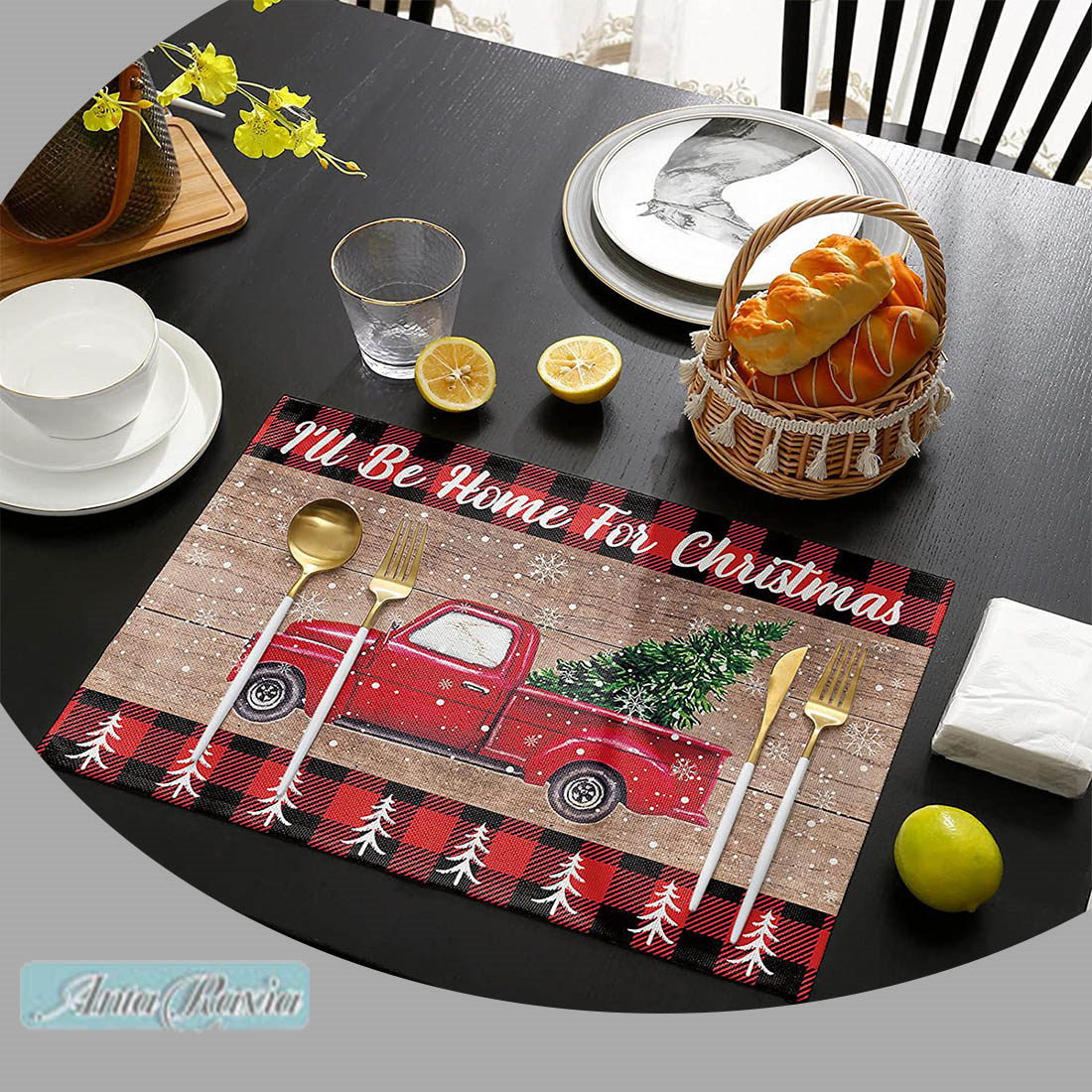 Red Christmas Placemats Set of 4