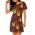 thumbnail image 2 of Vsdgher Chemise de Nuit à Manches Courtes Motif Renard Coloré pour Femmes, Col Rond, Mignonne, Confortable, 2 of 6