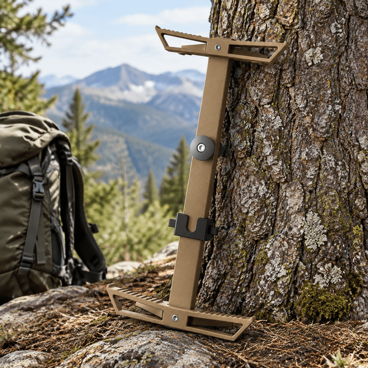 Tan 1 Pack 17 Inch Aluminum Tree Steps Non-slip Climbing Sticks