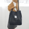 thumbnail image 5 of Bolso de lona Bolso de pana para mujer Cartera bandolera de lona, bolsillo interior Negro+beige, 5 of 5