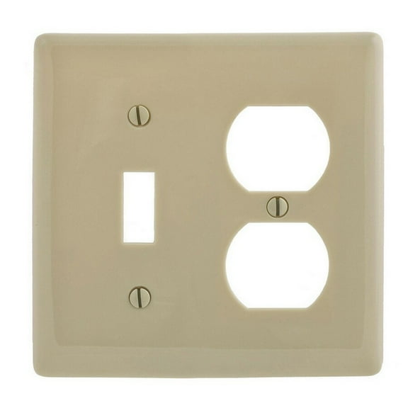 Hubbell NPJ18I Ivory Mid-Size Two Gang One Toggle One Duplex Nylon Wall Plate