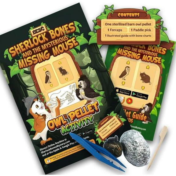 OBDK Barn Owl Pellets for Dissection - 1 Pack Sherlock Bones with Tools, Guide, and Charts from Owl Brand Discovery Kits