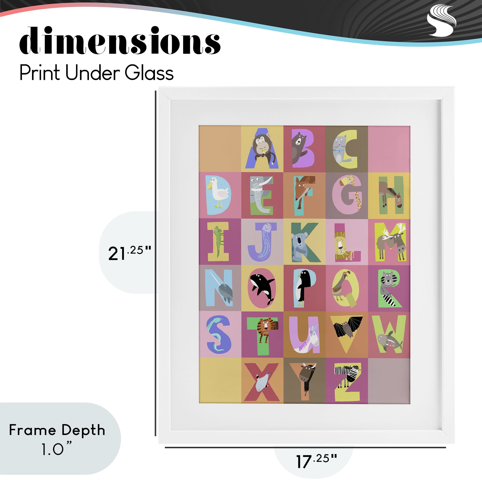 Stupell Industries Animal Alphabet in Pink White Framed Print Under Glass, design by Carla Daly