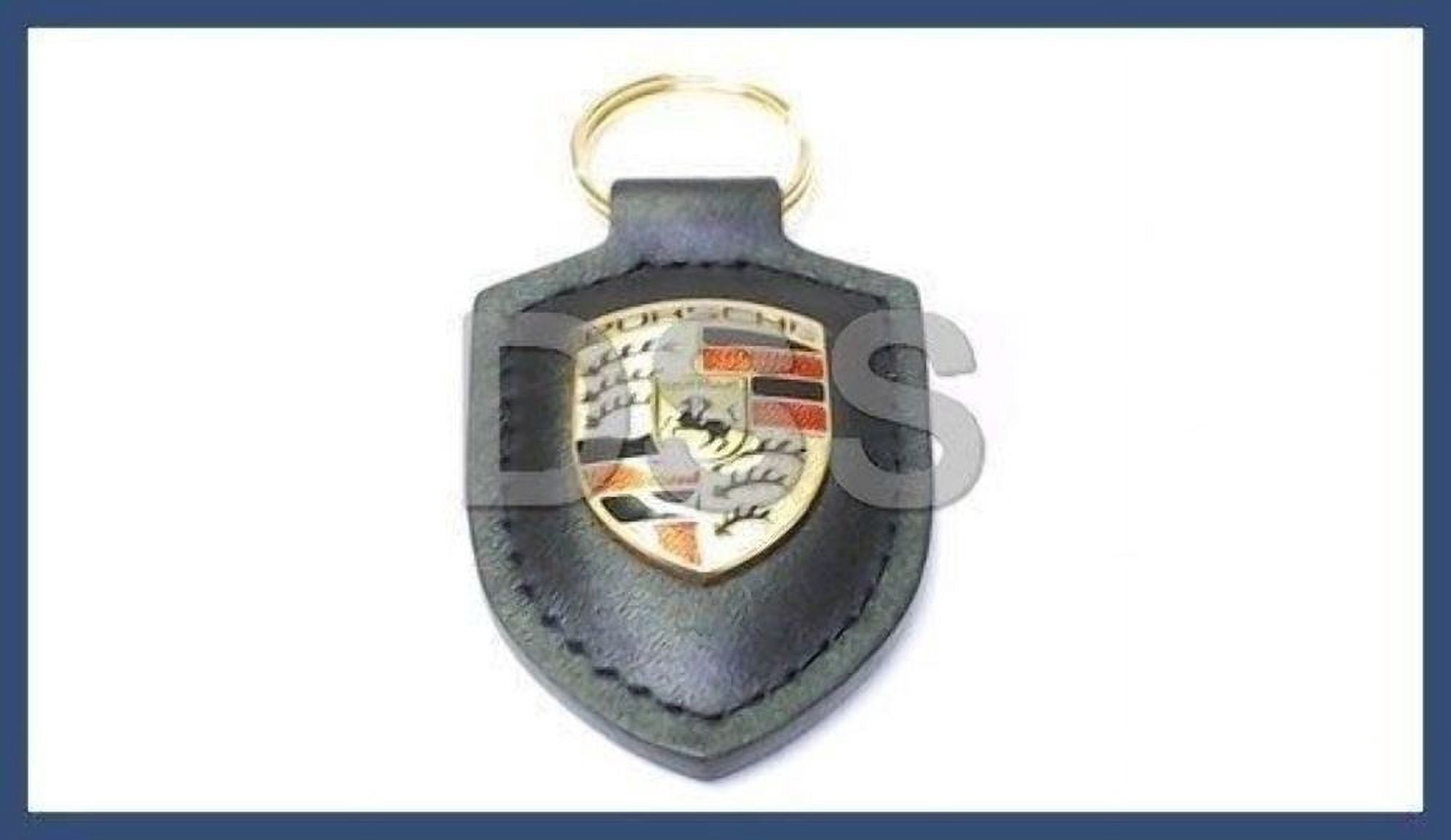 Genuine Porsche Key Chain Keyring Leather Crest Black Emblem OE WAP0500900E