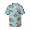 thumbnail image 4 of Uemuo Turtles And Corals Pattern Cotton Linen Short Sleeve Shirts,Casual Lightweight Button Down Shirts,Vacation Beach Summer Tops-XX-Large, 4 of 7