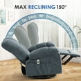thumbnail image 3 of Segmart Oversized Swivel Recliner Chair with Vibration Massage & Lumbar Heating, 360-Degree Rocker Recliner Single Sofa with Side Pocket and USB Charge Port for Living Room, 350lbs,Blue, 3 of 9