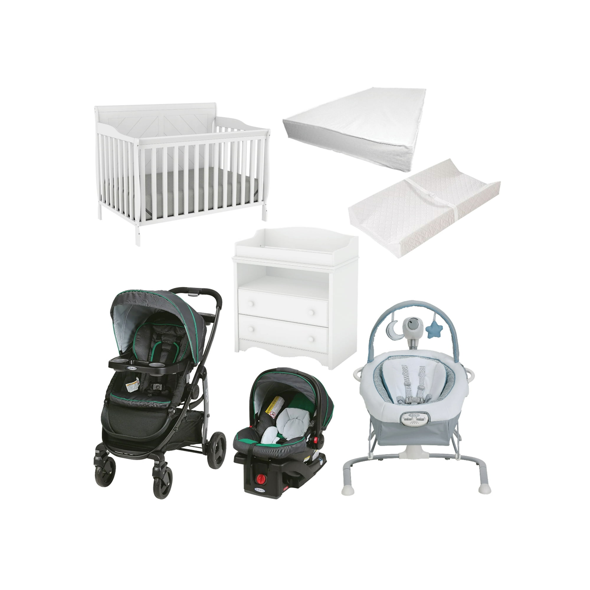 7 Piece Nursery Furniture Graco Safejogger Piazza Bebelelo