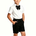 thumbnail image 2 of Boys' Short Sleeve Dress Shirt, Shorts & Big Bow Tie 3-Piece Outfit Set, Ideal for Kids Wedding, Graduation, Church Party and Formal Occasions 3-12Years Black 9-10 Years, 2 of 6