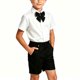 thumbnail image 1 of Odeerbi Niños 3 Piezas Caballero Traje Formal Preppy Vestido de Manga Corta Camisa de Vestido y Traje Pantalones Cortos Con Corbata Colegial Conjunto de Uniforme, 1 of 6