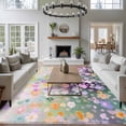 thumbnail image 3 of 8'x10' Area Rugs, Teal Spring Floral Indoor Outdoor Area Rug for Living Room Bedroom, Modern Oil Painted Daisy Botanical Washable Bathroom Rugs Kitchen Floor Carpet Mats Home Decor Aesthetic, 3 of 8