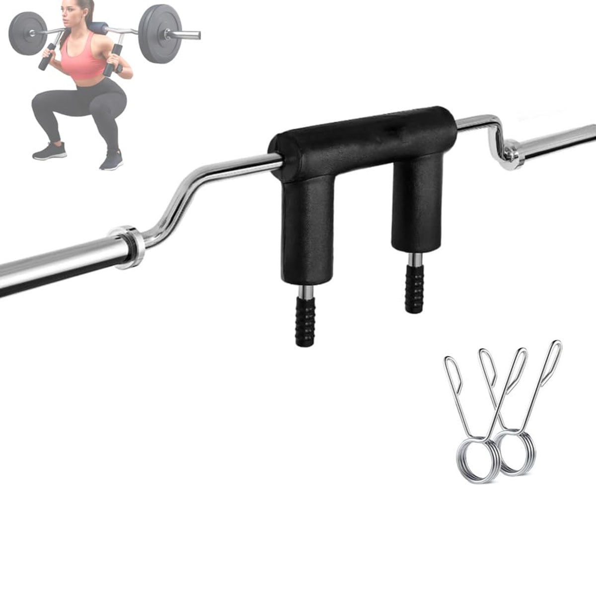 Danolapsi Safety Squat Bar,700-Lb Capacity,2 inch Heavy Duty Steel Olympi.c Barbell with Neck Pad, 2 Barbell Clips,Fits 2" Plates (No Weights Included)