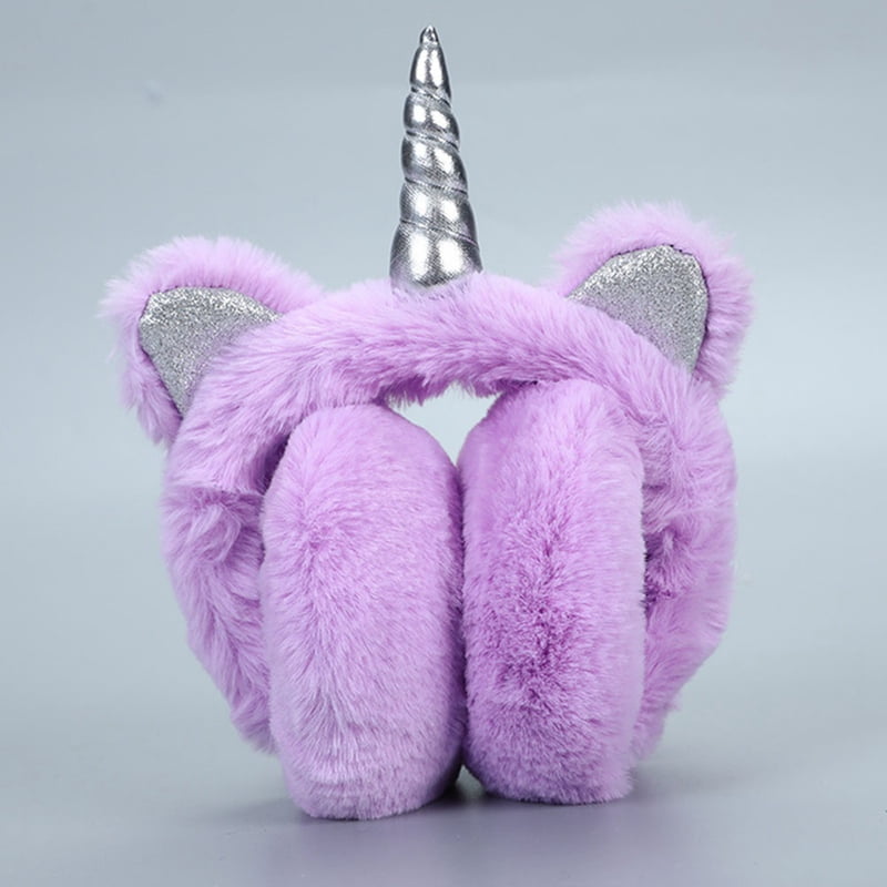 SHIYAO SHIYAO New Cute Unicorn Faux Rabbit Fur Ear Muffs Foldable