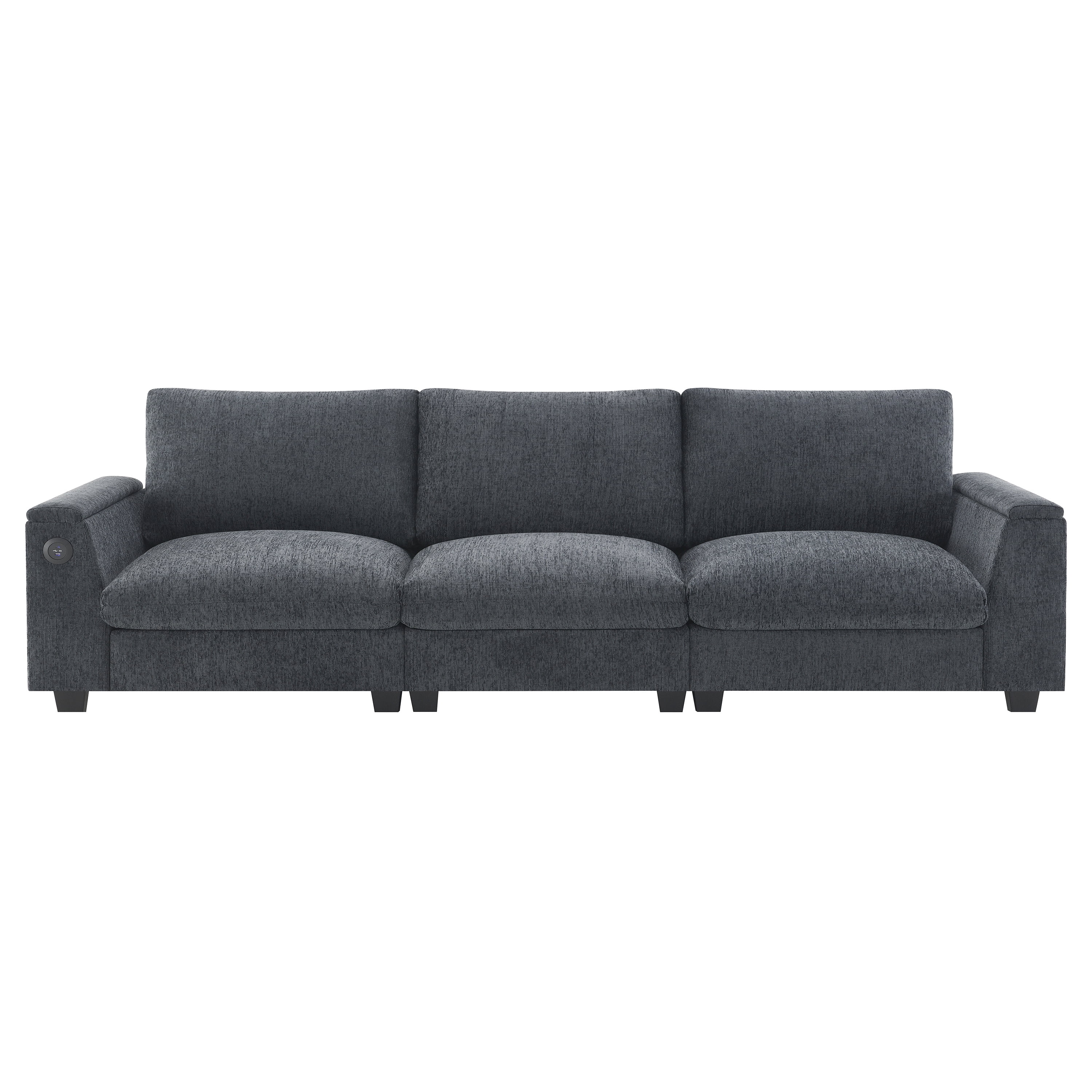 MAYEERTY 96x35" Chenille Sectional Sofa - Bluetooth Speaker, Drop Down Table/Cup Holders/USB/Storage, Wide Seat for Living Room/Apartment/Office, 3 Colors