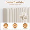 thumbnail image 3 of Twin Size Bed Frame, Adjustable Height Headboard, Velvet Upholstered Platform Bed Frame, No Box Spring Needed, Easy Assembly, Beige, 3 of 7
