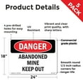 thumbnail image 2 of Abandoned Mine Keep Out OSHA Danger Rigid Plastic Sign 24 Inch x 18 Inch - 5 Pack, 2 of 8