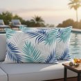 thumbnail image 3 of Lumbar Pillow Covers 20x12 Inch Set of 2, Palm Leaves Waterproof Outdoor Pillow Covers, Modern Simple Tropical Plants Teal Navy Blue Decorative Cushion Pillowcases for Couch, Sofa, Bed, Garden, Patio, 3 of 9