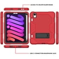 thumbnail image 2 of ELEHOLD Rugged Hybrid Case for iPad Mini 6 2021, Three-Layer Full Protection Hidden Kickstand Pencil Holder Shockproof Durable Case for iPad Mini 6th Gen(Red+Black), 2 of 7