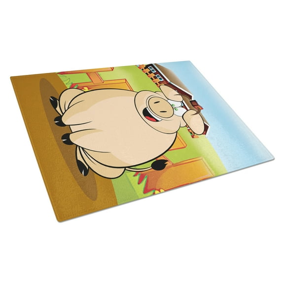 Caroline's Treasures The Pig Glass Cutting Board Large