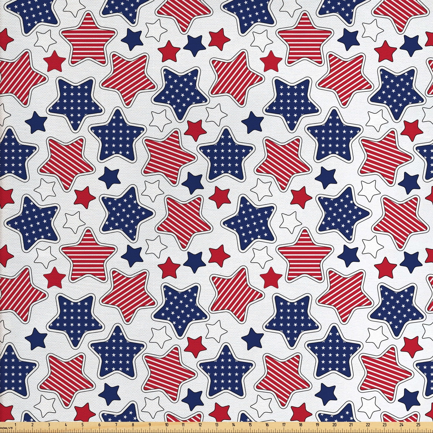 USA Fabric by the Yard, Big Star with American Flag Featured Inner