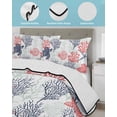thumbnail image 4 of Quilts Twin-XL Size Bedding Set, Blue Red Coastal Lightweight Quilted Comforter, Sea Turtle Nautical Coral Summer Beach Soft Reversible Bedspread Coverlet with Pillow Covers for All Season, 68" x 98", 4 of 7