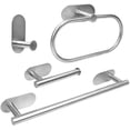 thumbnail image 1 of Juego de 4 juegos de baño sin perforaciones, gancho para bata, soporte para papel higiénico montado en la pared, toallero, barra para toallas de 16 pulgadas, accesorios de baño, toallero, juego de baño hecho de acero inoxidable 304 JM, 1 of 4