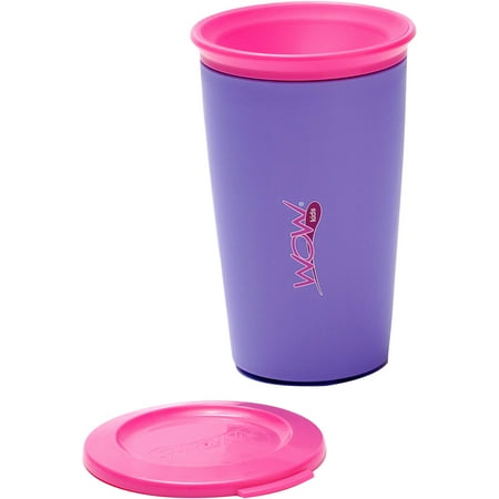 WOW Gear WOW Cup for Kids 360 Spill-Free Cup, Purple/Pink