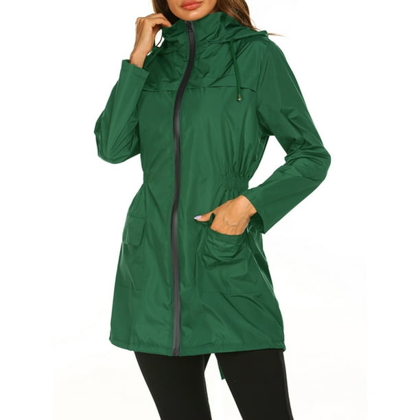 Lovebay Women Light Long Rain Jacket Waterproof Active Outdoor Trench ...