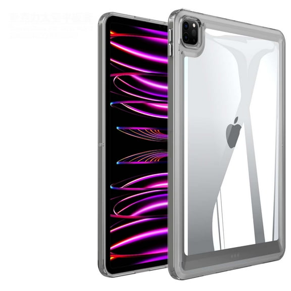 Hybrid Back Case for iPad Pro 11 2022/2021/2020/2018,Slim&Light, - Ultra Slim Clear Transparent Rugged Back Cover with Shockproof Resistant Flexible Soft Transparent TPU Bumper,Grey