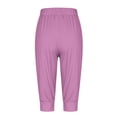 thumbnail image 5 of Pants for Women Casual Sweat Capris 4Th Of July American Flag Independence Day Print Bottom Drawstring Joggers Elastic Womens Pants Purple M, 5 of 6