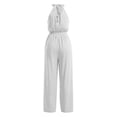 thumbnail image 7 of Lenpel Wide Leg Halter Jumpsuits for Women Casual Sleeveless High Waist Rompers with Pockets Beach Vacation Outfits, 7 of 7
