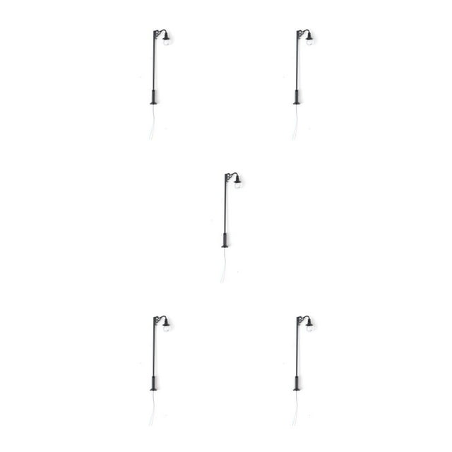 Decodeary Scale Lamp Post Micro Metal Streetlight Single-Head Crafts Track Lamp Toys Black(White Light) 5Set