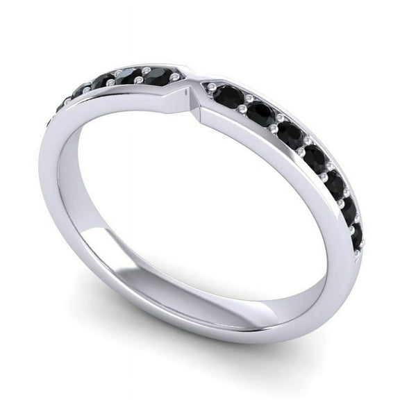 Brilliant Round Cut 0.20 Carat Black Onyx Gemstone Engagement Eternity Band for Women Solid 18K White Gold Size 7 by Diamond-Capitals