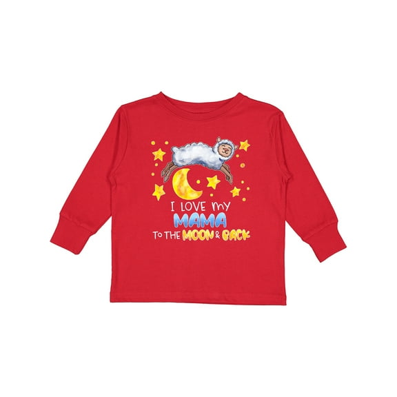 Inktastic I Love My Mama to the Moon and Back Cute Sheep Boys or Girls Long Sleeve Toddler T-Shirt