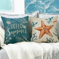 thumbnail image 6 of Hello Summer Starfish Seahorse Coastal Decorative Throw Pillow Cover 18x18inch Set of 4, Coral Conch Shell Beach Porch Patio Outdoor Pillowcase, Ocean Sea Nautical Couch Cushion Case Home Decor, 6 of 6