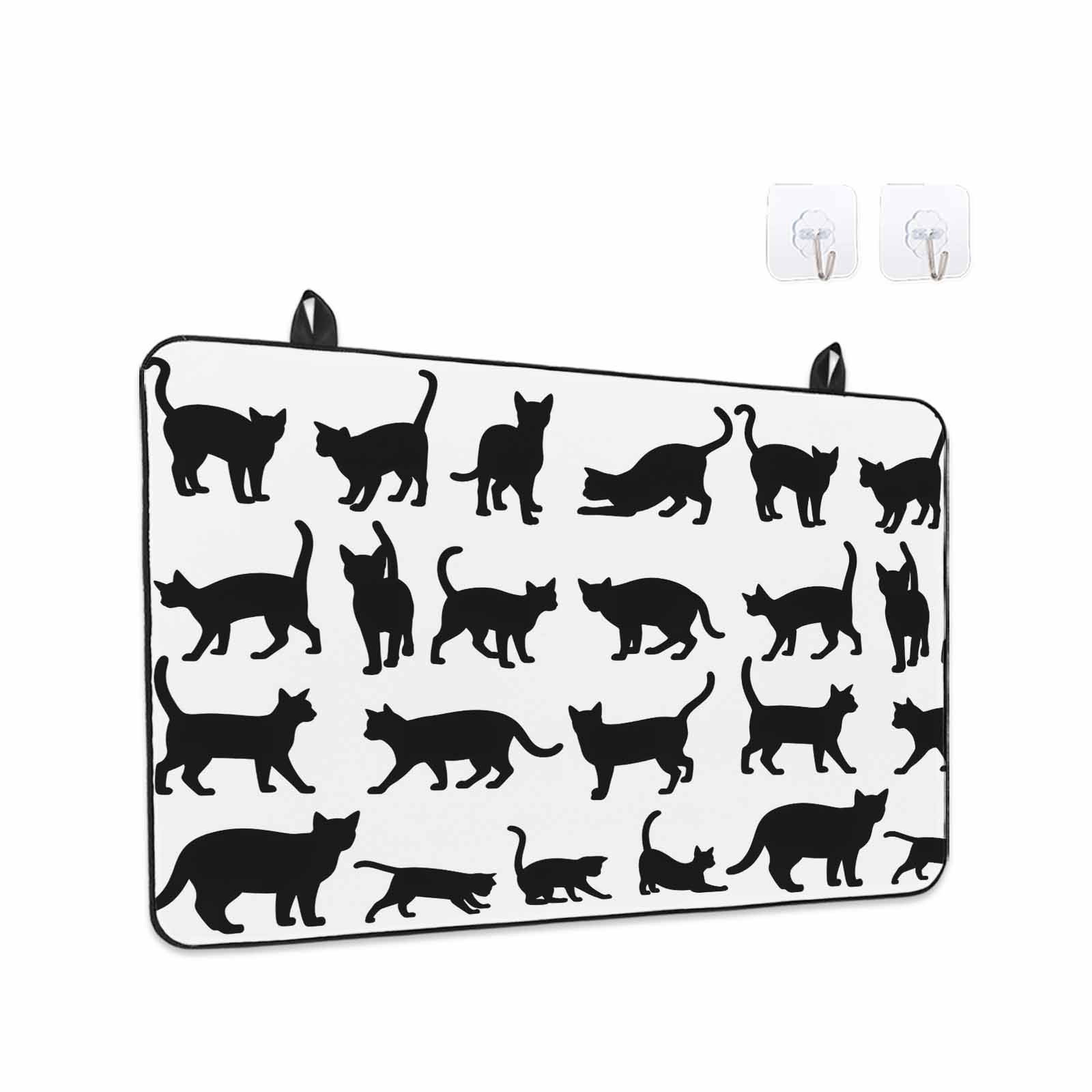 Black Cat Stove Top Cover for Electric Stove, Heat-proof & Non Slip Glass Top Stove Cover Protector, Modern Cartoon Animals Minimalist Kitchen Flat Cooktop Rubber Mat 24x21 Inches