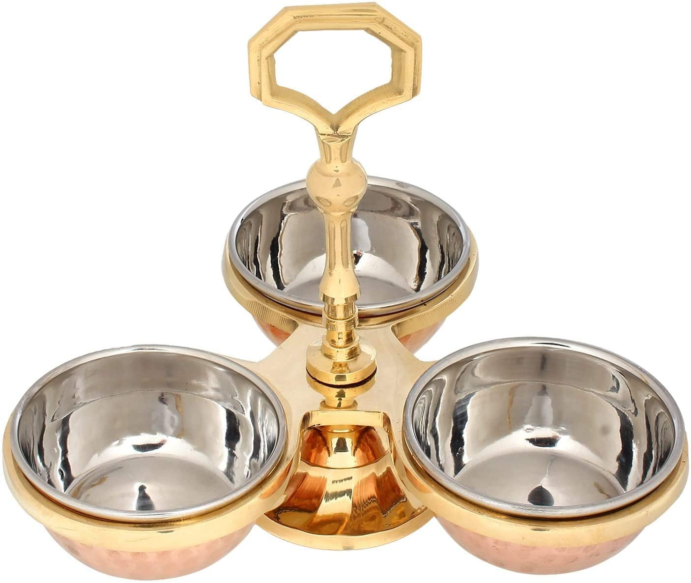 Zap Impex Indian Pickle Serving Set Brass and Copper, Serving Bowl