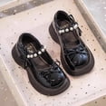 thumbnail image 5 of Girls Mary Jane Dress Shoes Bow Pearls Decor Round Toe Platform Shoes Kids Cute Sweet Comfy Hook and Loop Footwear Black 11.5 Little Kids, 5 of 7