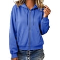 thumbnail image 6 of Zip Up Jackets for Women Fall Fashion Hoodie Sport Casual Long Sleeve Hooded Crop Sweatshirt Coat with Pocket (2XL, Blue), 6 of 7