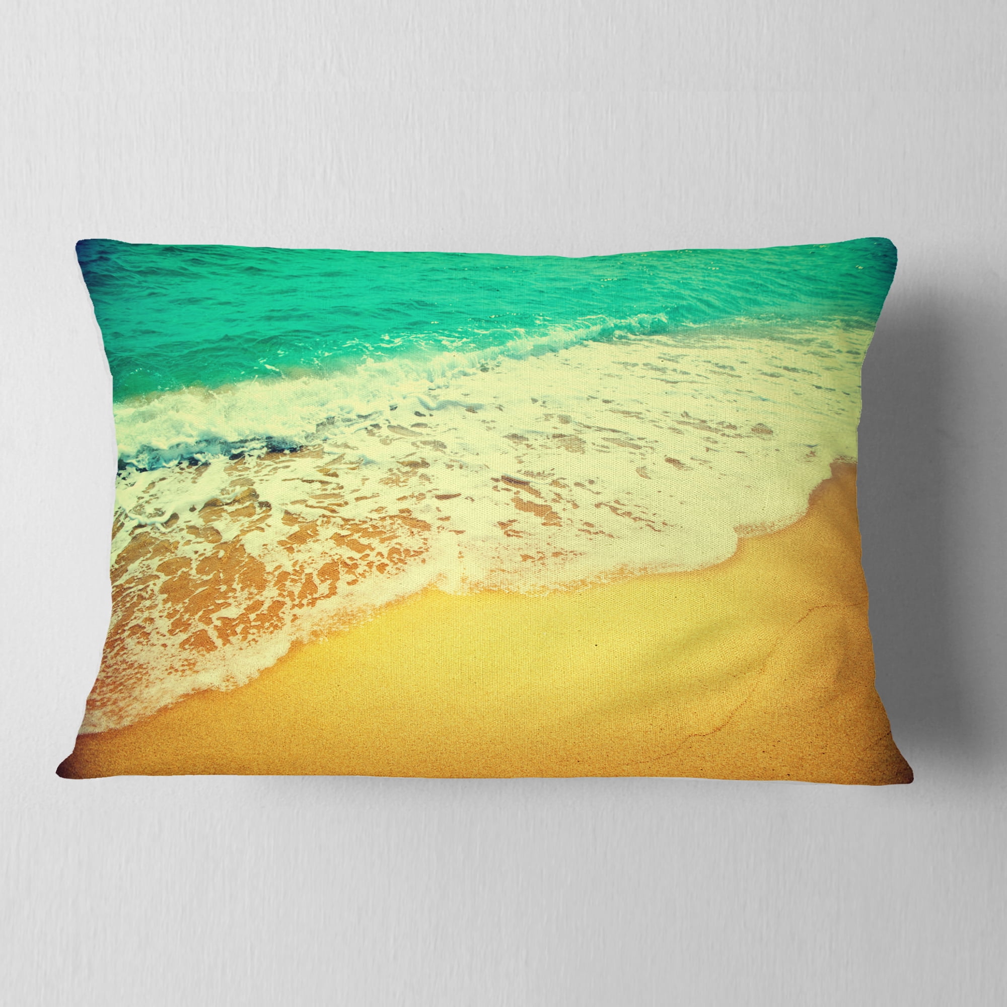 Designart Beautiful Sea Summer Background - Seashore Throw Pillow - 12x20