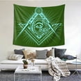 thumbnail image 2 of Brotherhood Freemason Green Tapestry, Green Wall Decor Home Decor Bedroom Living Room Dorm Tapestry Room Wall Hanging, 60" x 51", 2 of 8