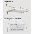 thumbnail image 3 of SUMGAR White Gold Floating Shelves for Wall Modern Storage shelf for Bathroom Bedroom Livingroom Home Decor Plant Stands,Set of 2, 3 of 9