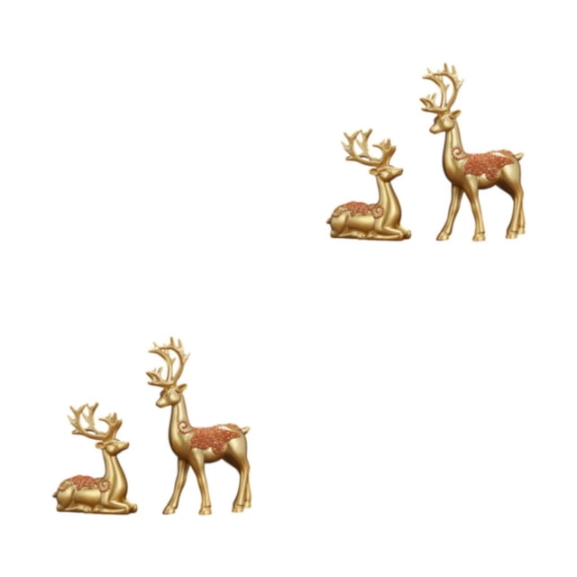 Wosthever Estatuilla de estilo único para un hogar elegante – Decoración hecha a mano Estatua de decoración del hogar Artesanías hechas a Ciervo de la suerte/oro 2Conjunto