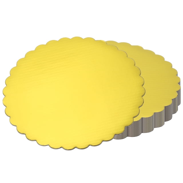 15 Pcs Plateau à Gâteau Rond, Base Circulaire de 7 Pouces Assiette à Gâteau Base en Carton Ronde, Or