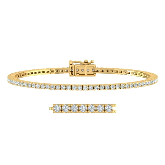 1 1/2 Carat Diamond Bracelet Tennis in 10K Yellow Gold (7 Inch)
