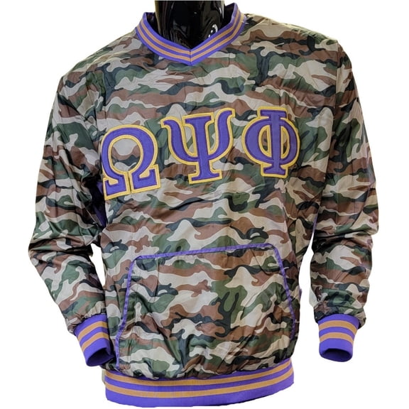 Buffalo Dallas Omega Psi Phi Windbreaker Pullover Jacket [Camouflage - 5XL]