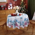 thumbnail image 3 of Mantel redondo impermeable antiincrustante con diseño de árbol de Navidad rojo de Navidad y Papá Noel, 3 of 6