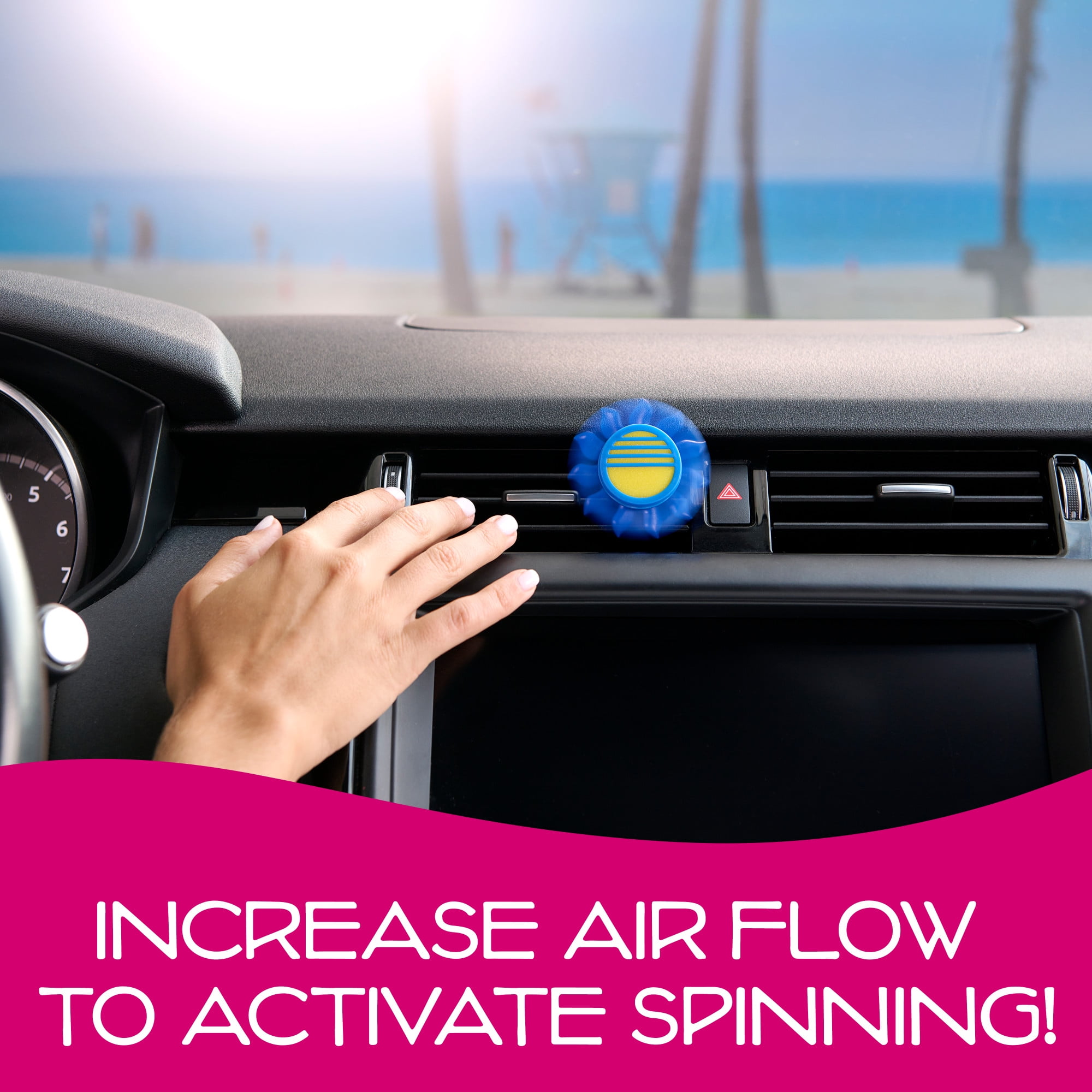 (3 pack) California Scents Novelty Sun Spinner Car Air Freshener Vent Clip, Newport New Car Scent