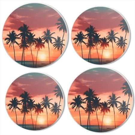 

Bahomeck Electric Stove Burner Covers Set Of 4 Tropical Beach With Palm Trees Against Sunset Sky Background Metal Gas Stove Burner Covers Protecting Gas Stoves 8 Inch And 10 Inch